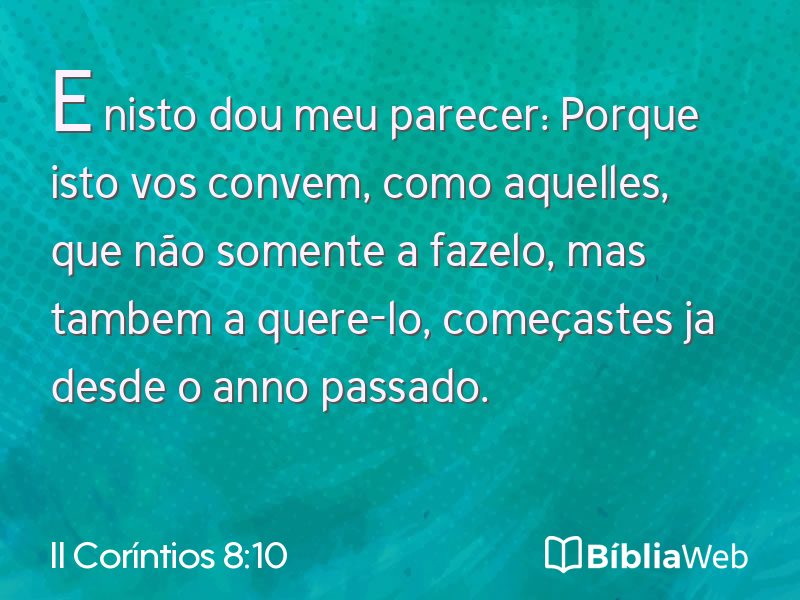 II Coríntios 8:10 em imagem para compartilhar