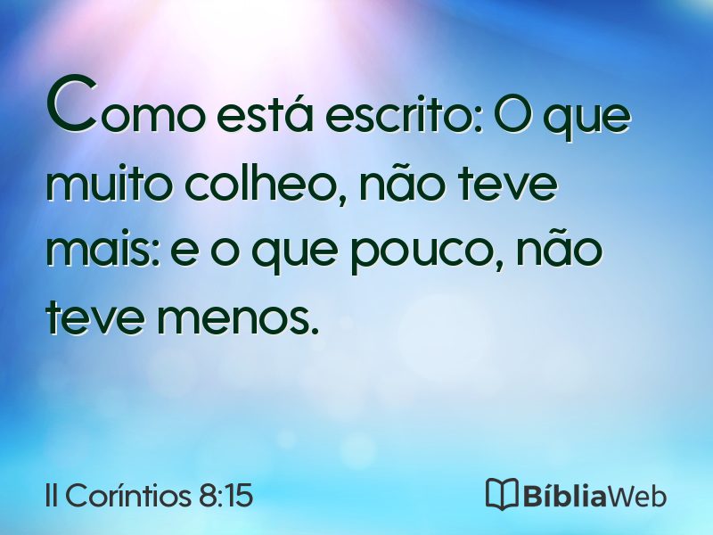 II Coríntios 8:15 em imagem para compartilhar