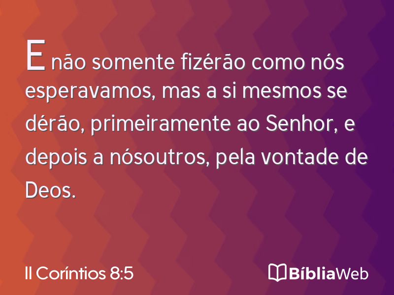 II Coríntios 8:5 em imagem para compartilhar