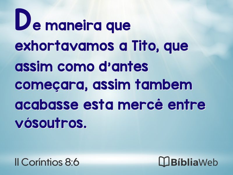 II Coríntios 8:6 em imagem para compartilhar
