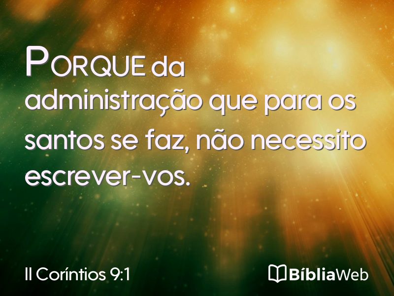 II Coríntios 9:1 em imagem para compartilhar
