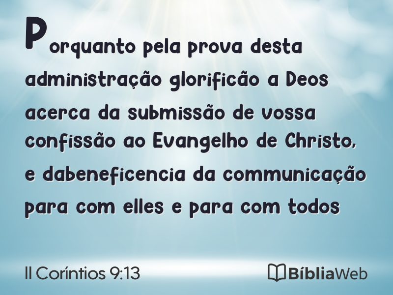 II Coríntios 9:13 em imagem para compartilhar