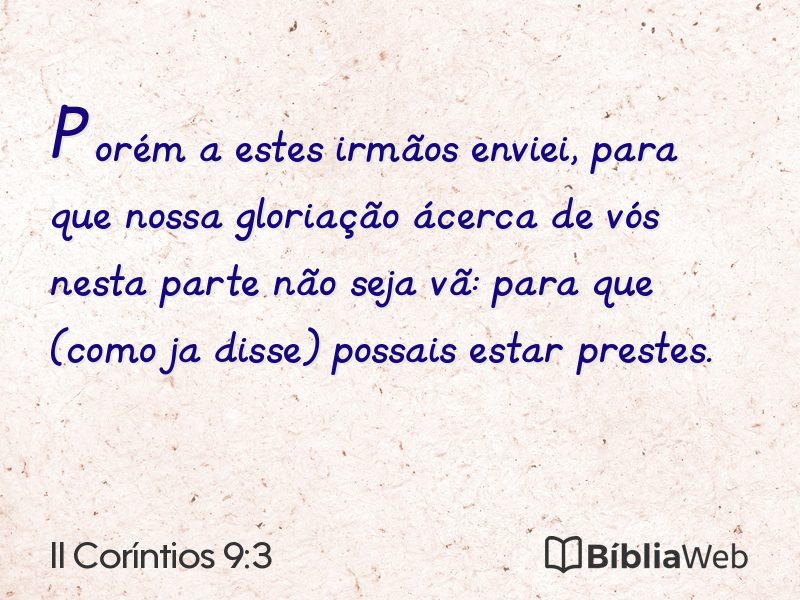 II Coríntios 9:3 em imagem para compartilhar