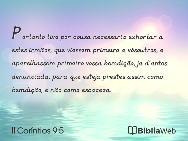 II Coríntios 9:5 em imagem para compartilhar
