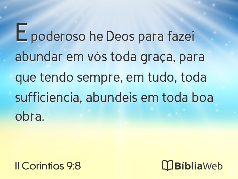 II Coríntios 9:8 em imagem para compartilhar