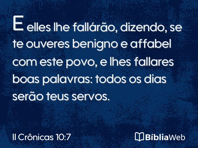 II Crônicas 10:7 em imagem para compartilhar