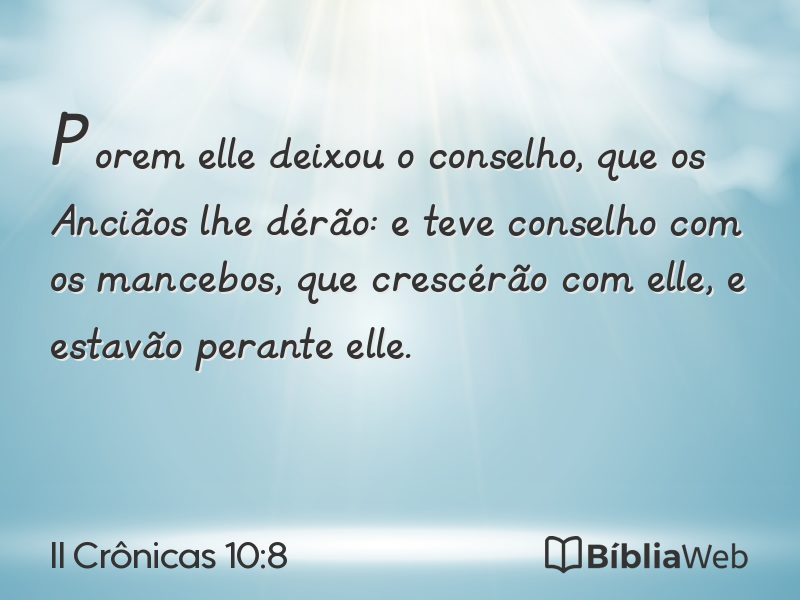 II Crônicas 10:8 em imagem para compartilhar