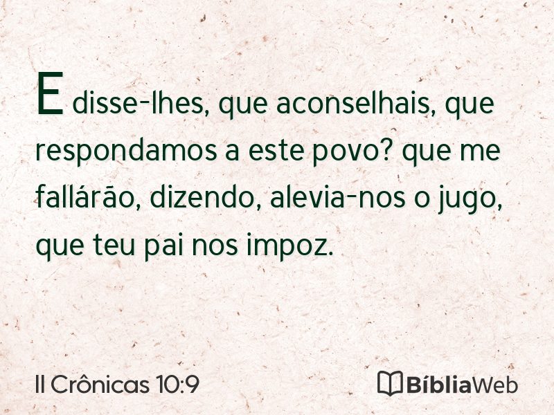 II Crônicas 10:9 em imagem para compartilhar