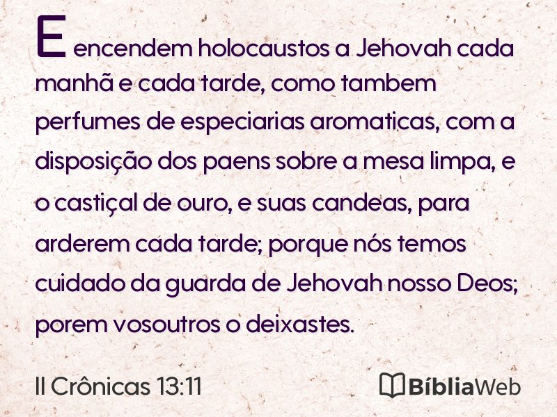 II Crônicas 13:11 em imagem para compartilhar