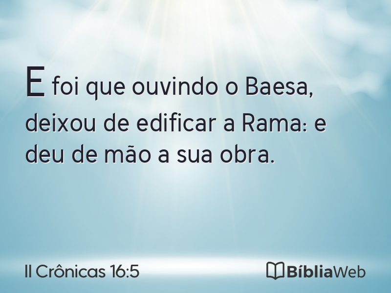 II Crônicas 16:5 em imagem para compartilhar