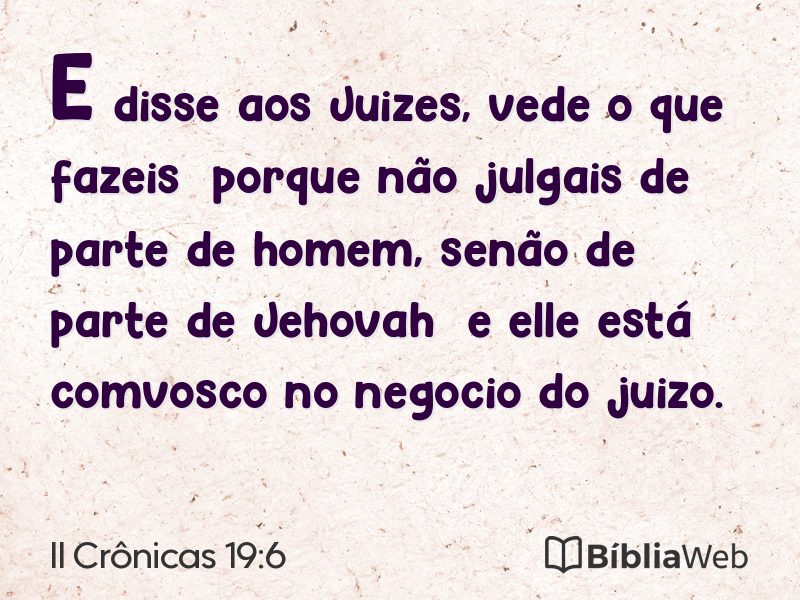 II Crônicas 19:6 em imagem para compartilhar