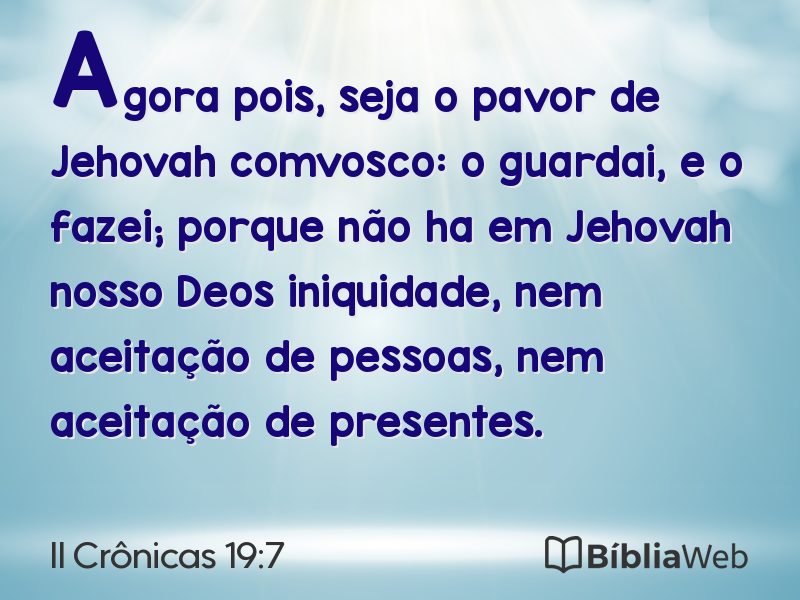 II Crônicas 19:7 em imagem para compartilhar