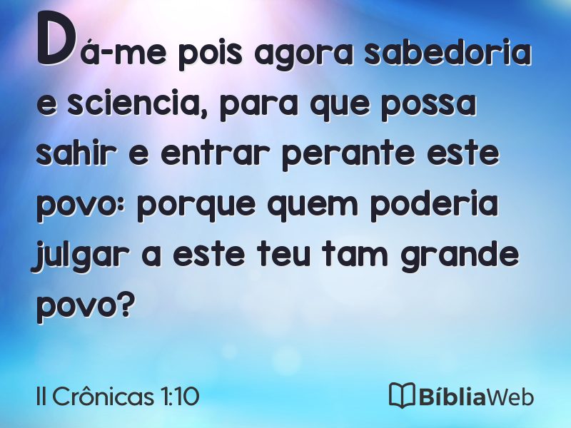 II Crônicas 1:10 em imagem para compartilhar