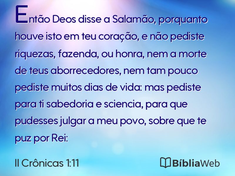 II Crônicas 1:11 em imagem para compartilhar