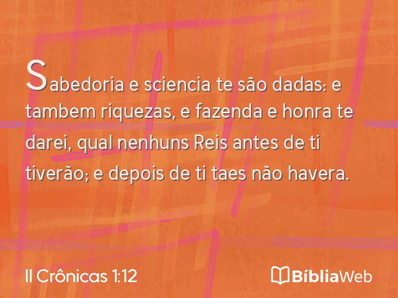 II Crônicas 1:12 em imagem para compartilhar