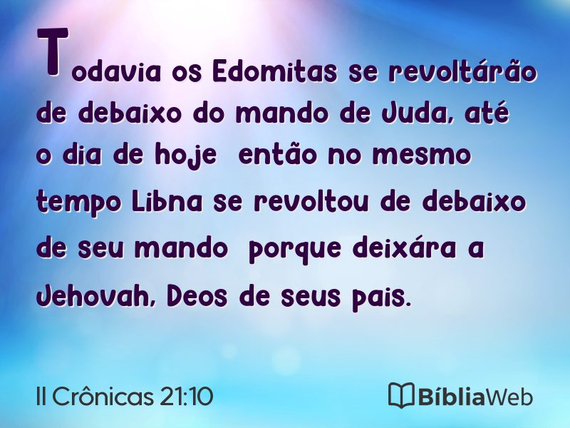 II Crônicas 21:10 em imagem para compartilhar