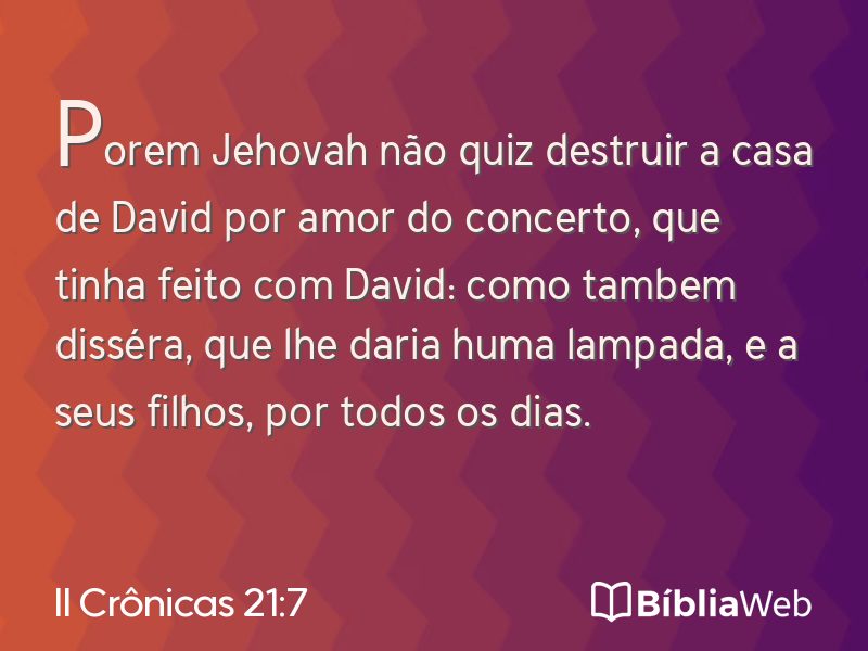 II Crônicas 21:7 em imagem para compartilhar