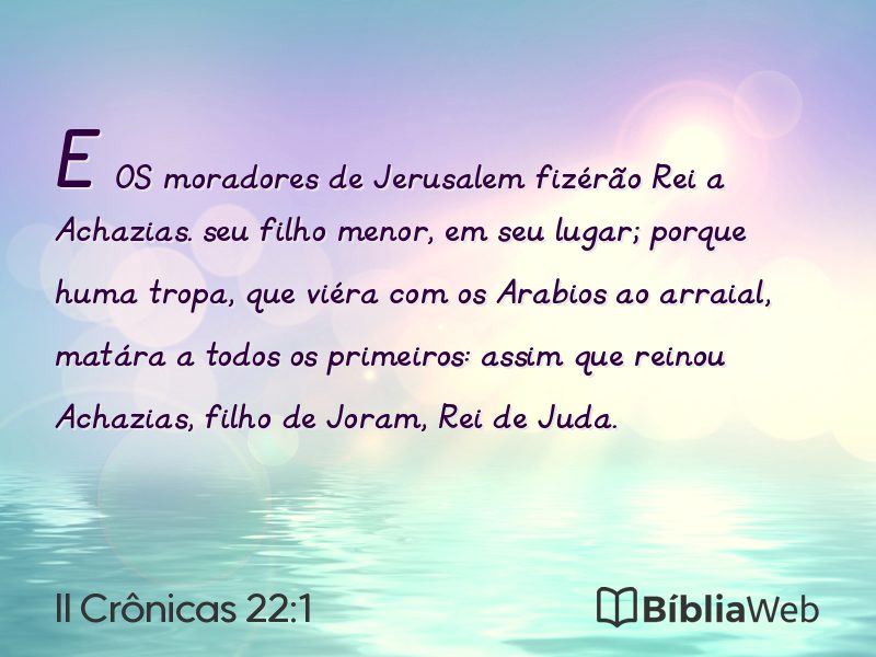 II Crônicas 22:1 em imagem para compartilhar