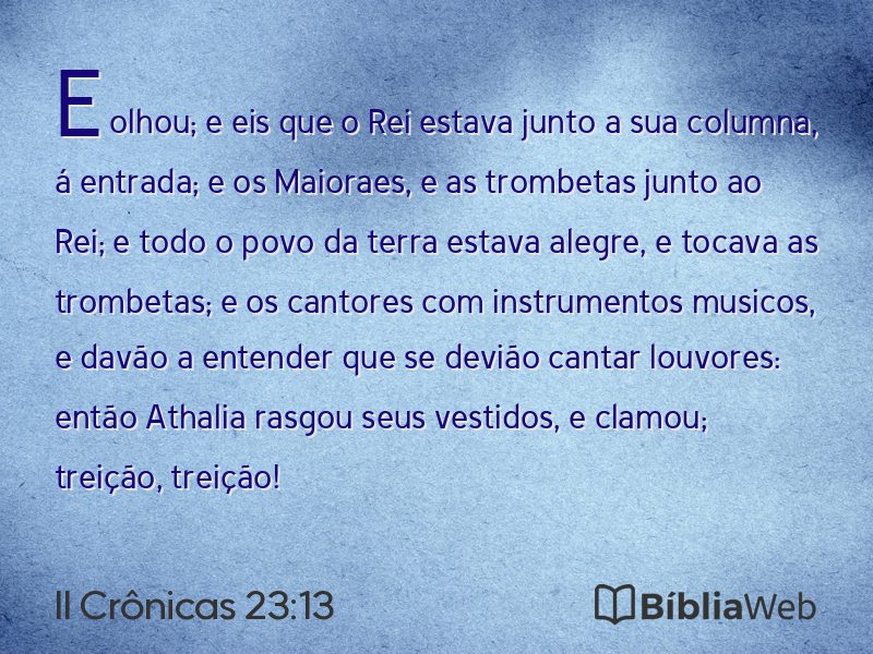 II Crônicas 23:13 em imagem para compartilhar