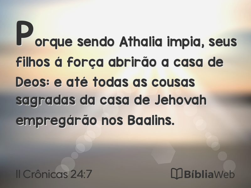 II Crônicas 24:7 em imagem para compartilhar