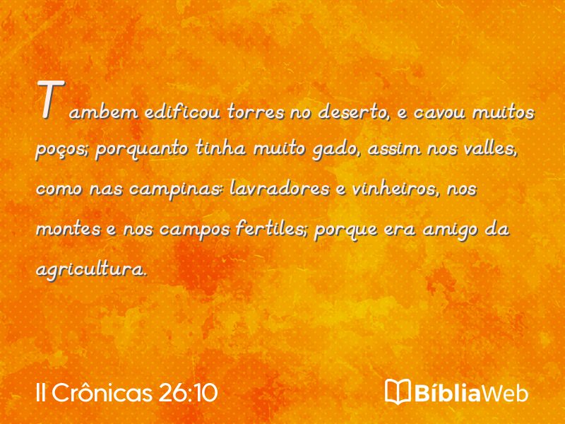 II Crônicas 26:10 em imagem para compartilhar