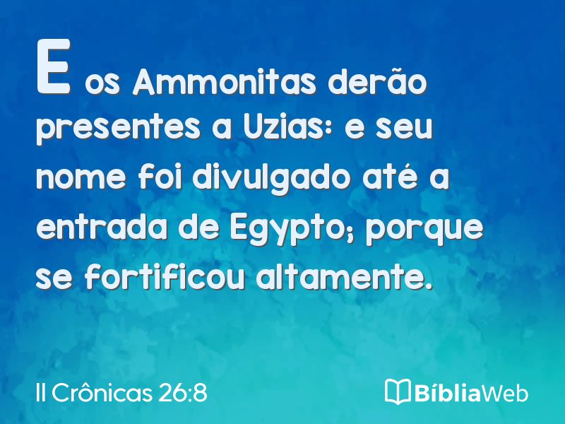 II Crônicas 26:8 em imagem para compartilhar