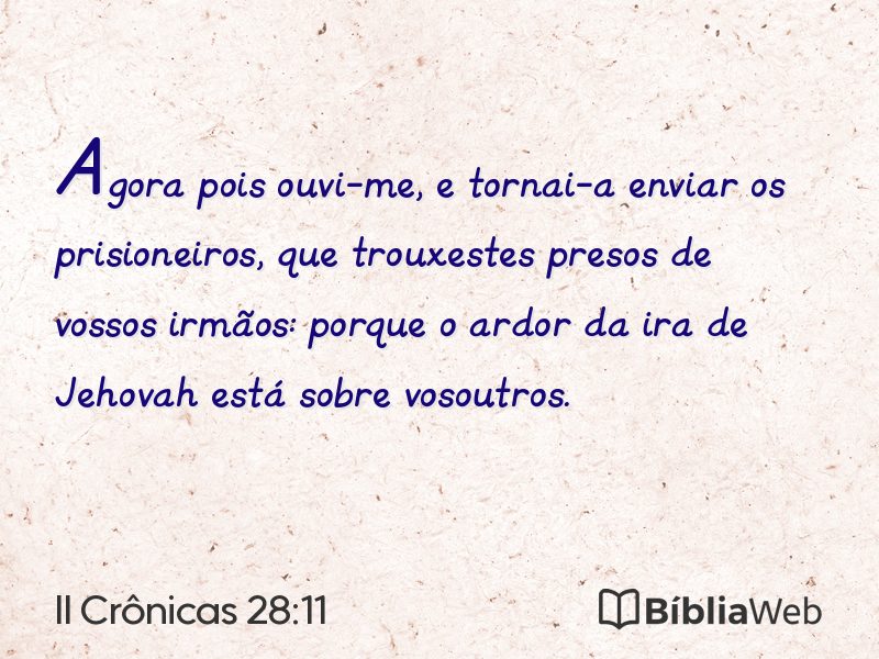 II Crônicas 28:11 em imagem para compartilhar