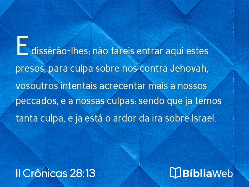 II Crônicas 28:13 em imagem para compartilhar