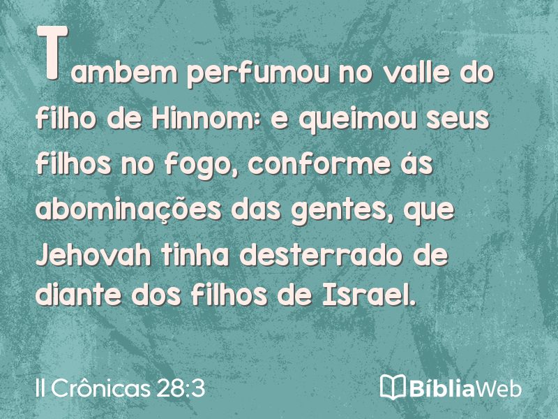 II Crônicas 28:3 em imagem para compartilhar
