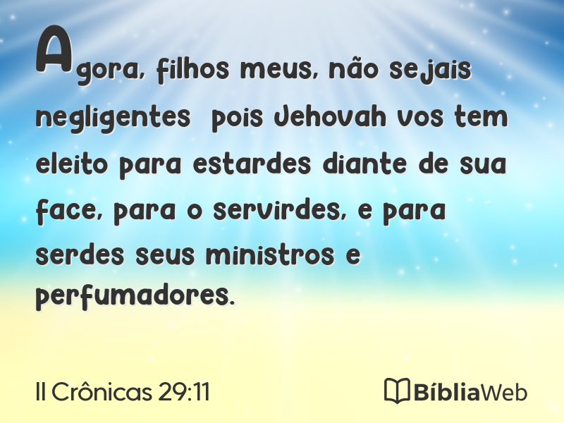 II Crônicas 29:11 em imagem para compartilhar