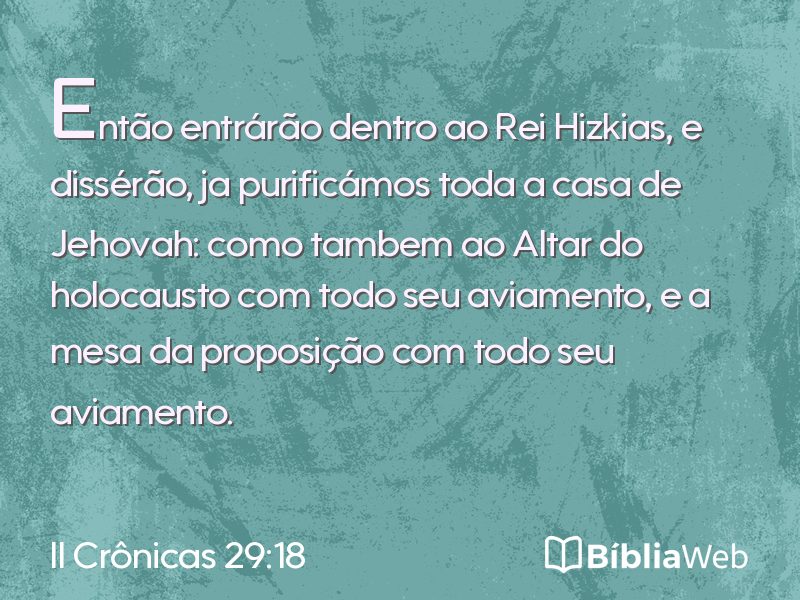 II Crônicas 29:18 em imagem para compartilhar