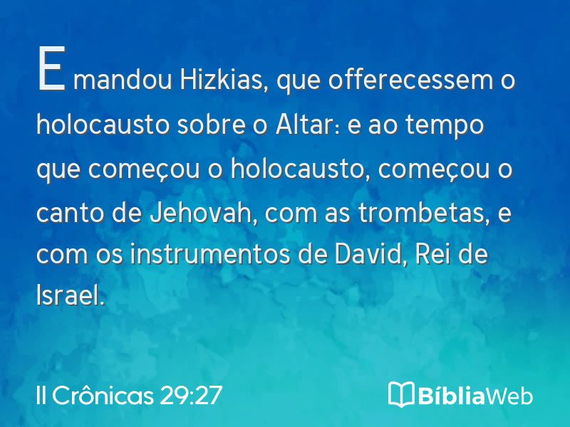 II Crônicas 29:27 em imagem para compartilhar