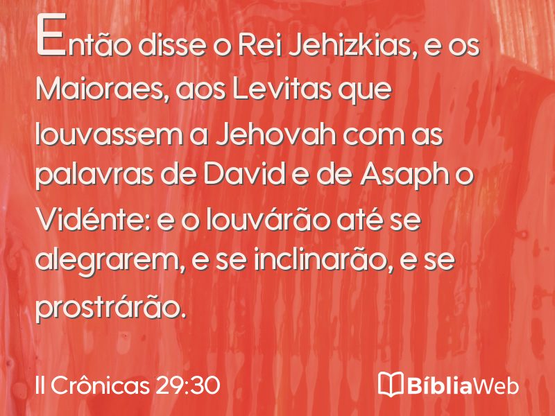 II Crônicas 29:30 em imagem para compartilhar