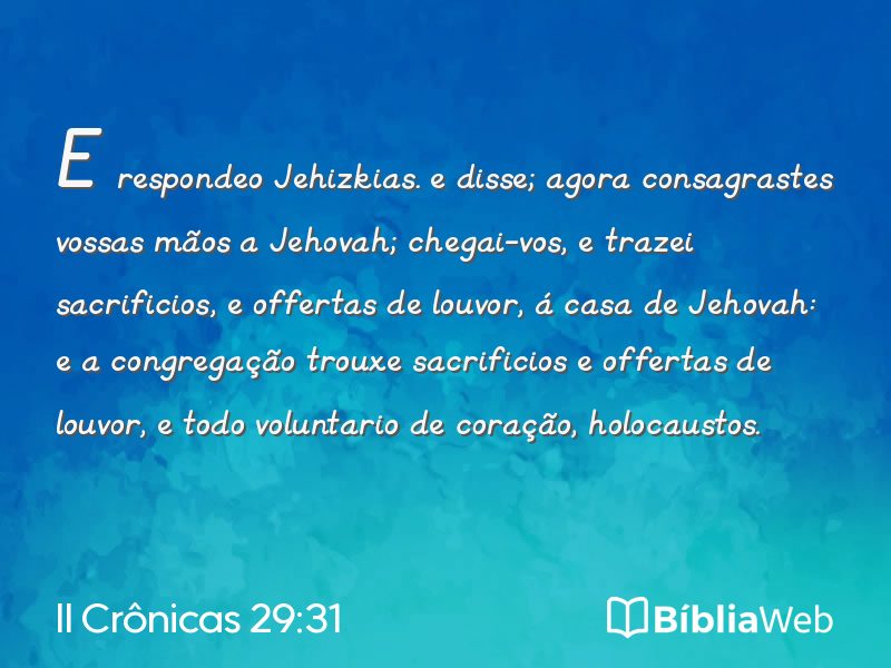 II Crônicas 29:31 em imagem para compartilhar