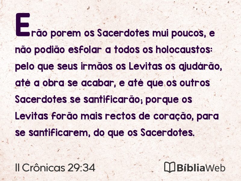 II Crônicas 29:34 em imagem para compartilhar