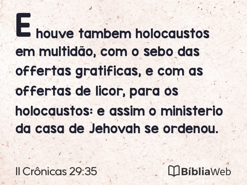 II Crônicas 29:35 em imagem para compartilhar