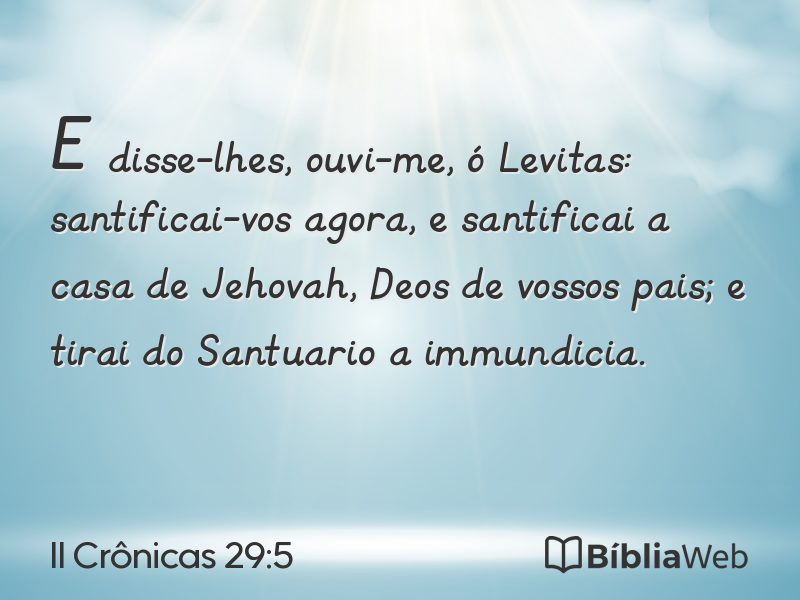 II Crônicas 29:5 em imagem para compartilhar