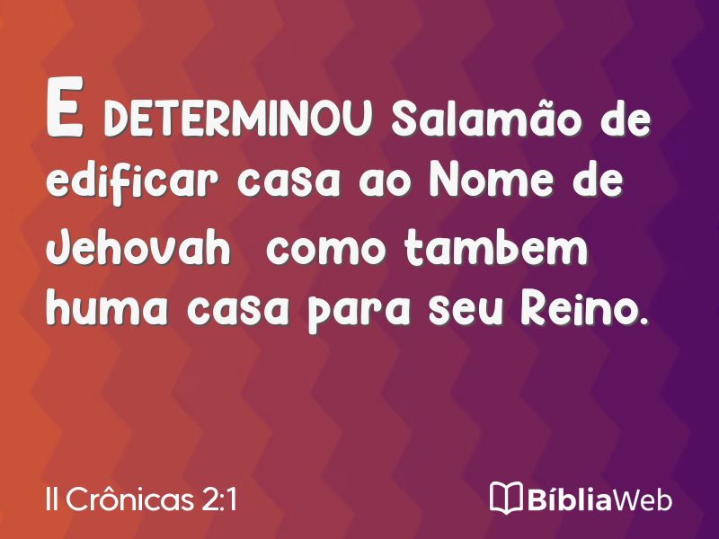 II Crônicas 2:1 em imagem para compartilhar