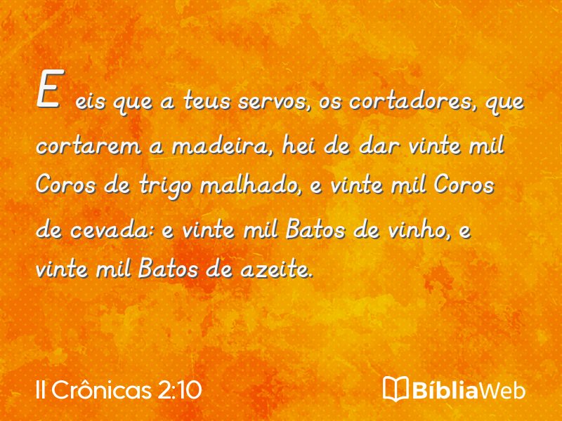 II Crônicas 2:10 em imagem para compartilhar