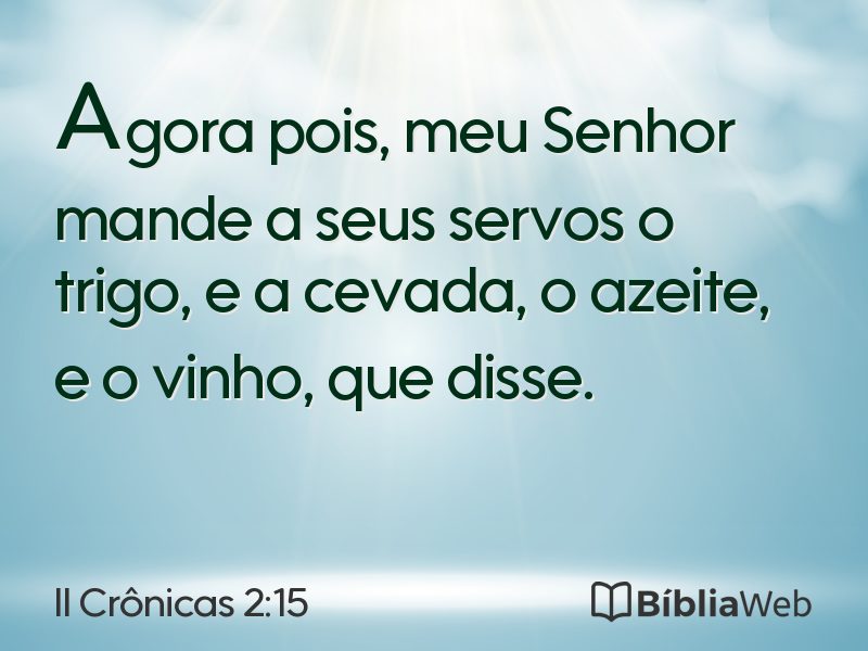 II Crônicas 2:15 em imagem para compartilhar