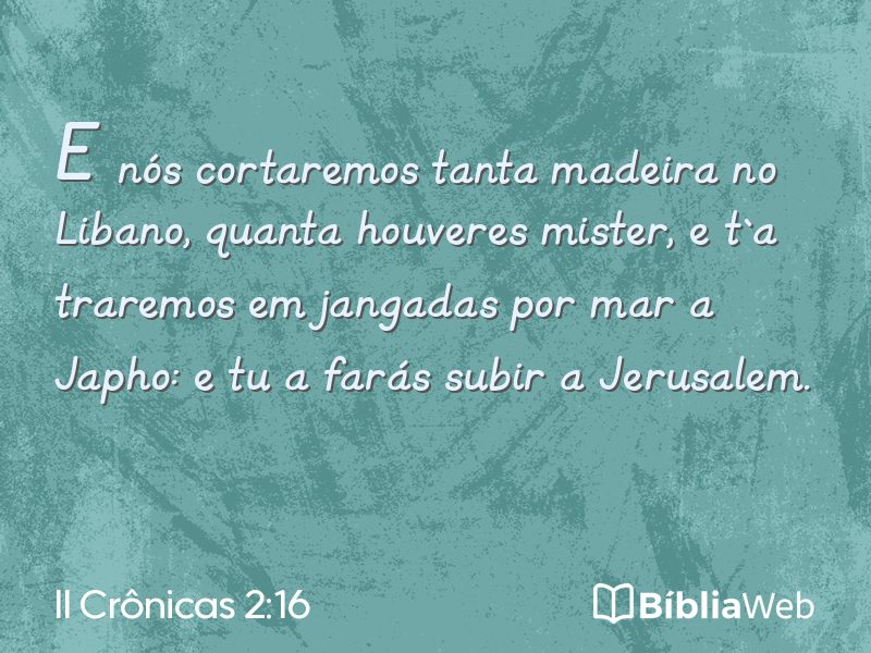 II Crônicas 2:16 em imagem para compartilhar