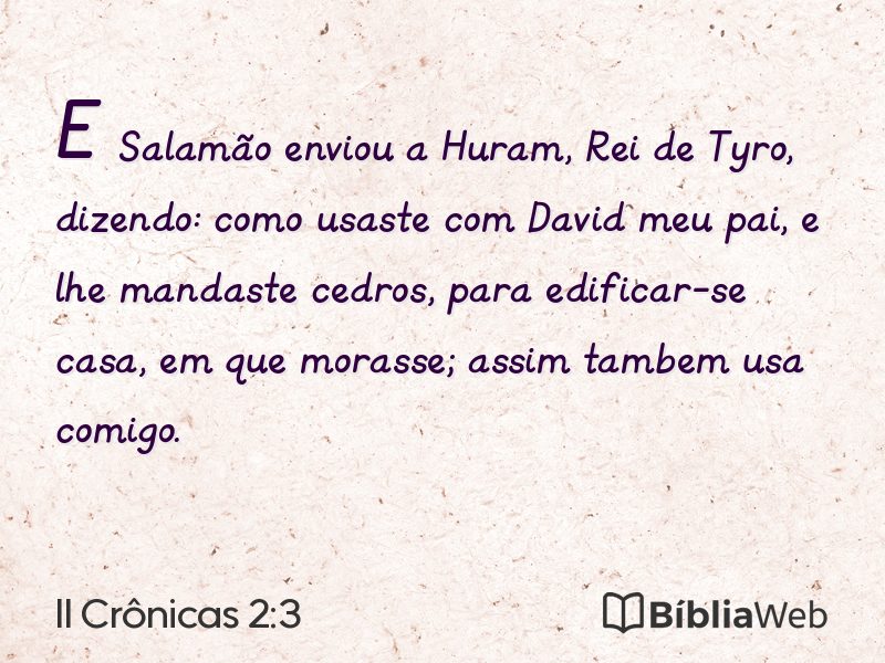 II Crônicas 2:3 em imagem para compartilhar