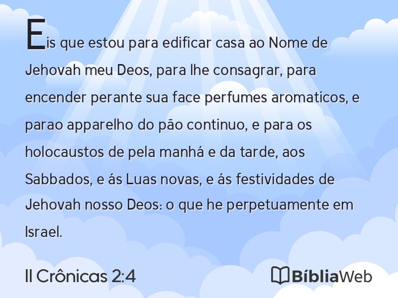 II Crônicas 2:4 em imagem para compartilhar