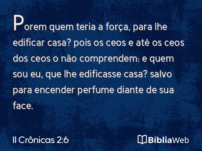 II Crônicas 2:6 em imagem para compartilhar