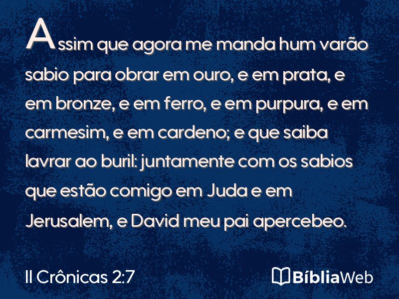 II Crônicas 2:7 em imagem para compartilhar