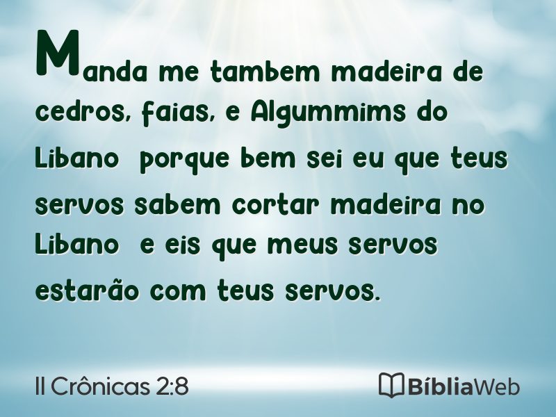II Crônicas 2:8 em imagem para compartilhar