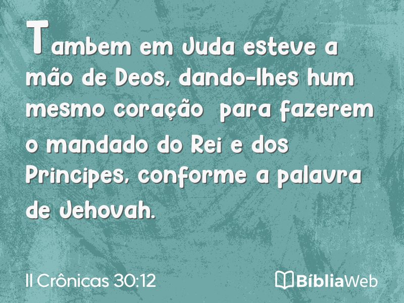 II Crônicas 30:12 em imagem para compartilhar