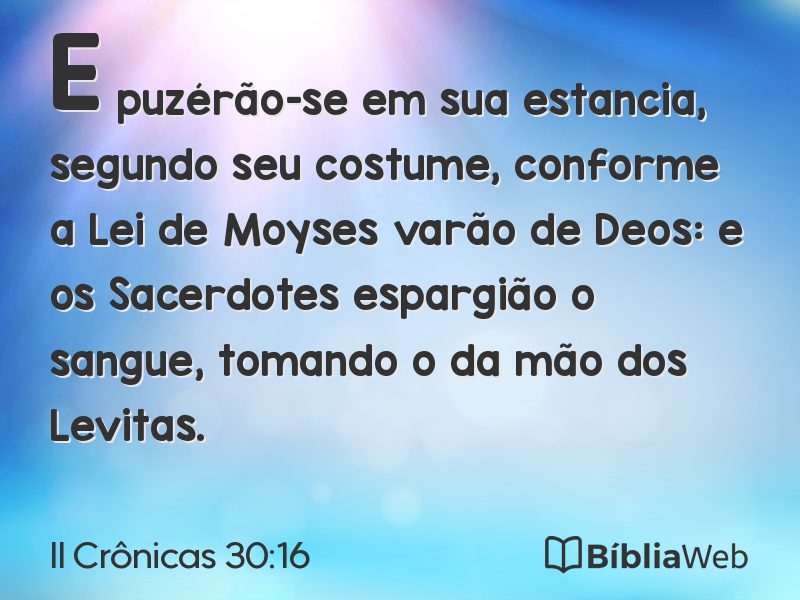 II Crônicas 30:16 em imagem para compartilhar