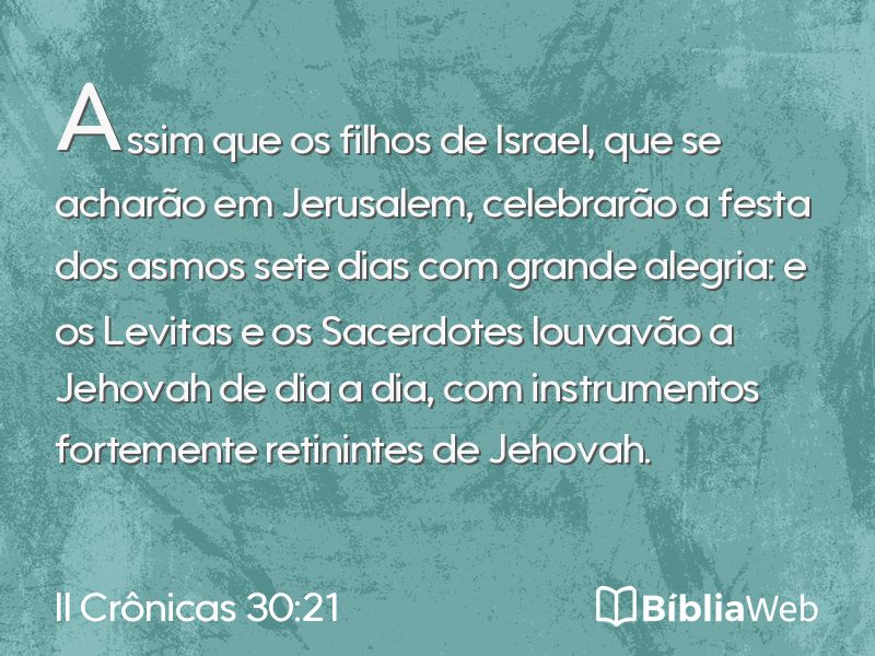 II Crônicas 30:21 em imagem para compartilhar