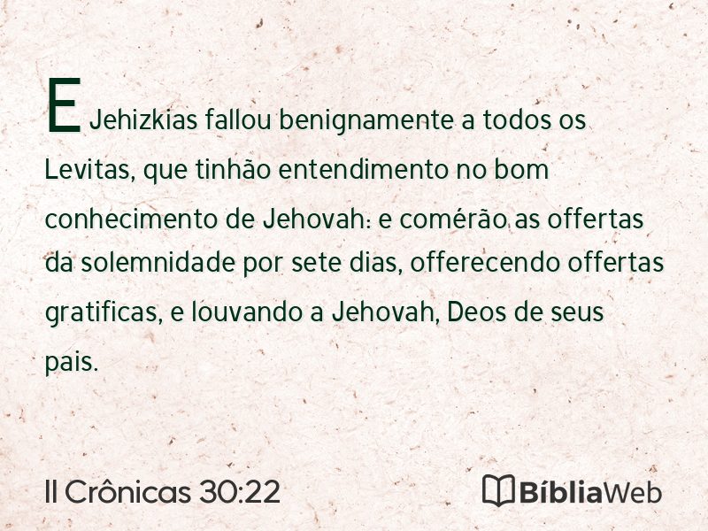 II Crônicas 30:22 em imagem para compartilhar
